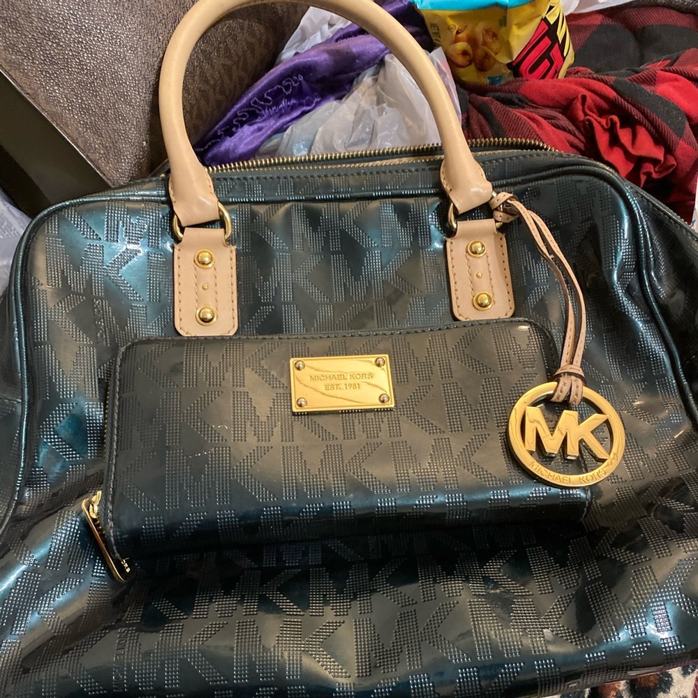 Michael Kors Black Tote with Gold Accents